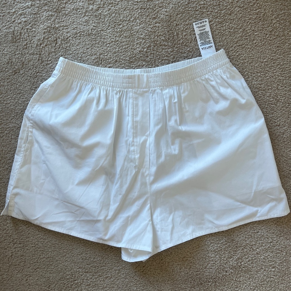 Aritzia The Group Deakin Poplin White Elastic Shorts Sz Small NWT
